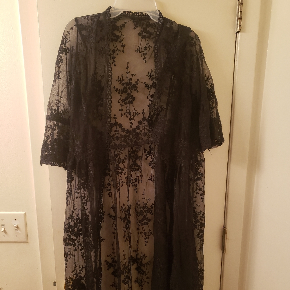 Black lace kimono Shein 1X